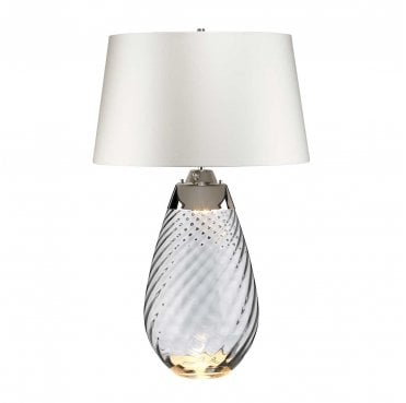 LENA-TL-L-SMOKE-OWSS Lena 2 Light Large Table Lamp in a Smoke Tinted Glass with an Off White Shade