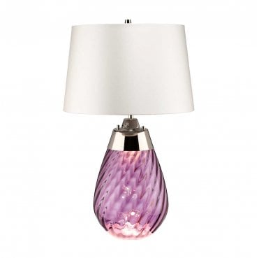 LENA-TL-S-PLUM-OWSS Lena 2 Light Small Table Lamp in a Plum Tinted Glass with an Off White Shade