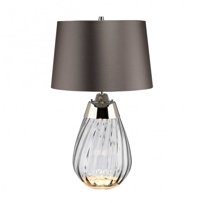 Elstead Lighting LENA-TL-S-SMOKE Lena 2 Light Small Table Lamp in a Smoke Tinted Glass with a Slate Shade