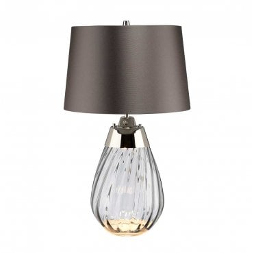 LENA-TL-S-SMOKE Lena 2 Light Small Table Lamp in a Smoke Tinted Glass with a Slate Shade