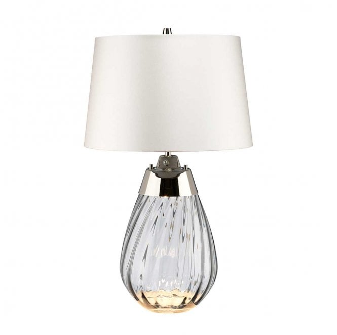 Elstead Lighting LENA-TL-S-SMOKE-OWSS Lena 2 Light Small Table Lamp in a Smoke Tinted Glass with an Off White Shade
