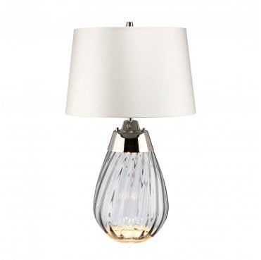 LENA-TL-S-SMOKE-OWSS Lena 2 Light Small Table Lamp in a Smoke Tinted Glass with an Off White Shade