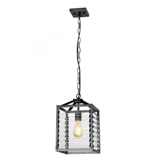 Elstead Lighting LOUVRE-1P Louvre 1 Light Pendant in a Painted Gunmetal Finish