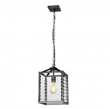 LOUVRE-1P Louvre 1 Light Pendant in a Painted Gunmetal Finish