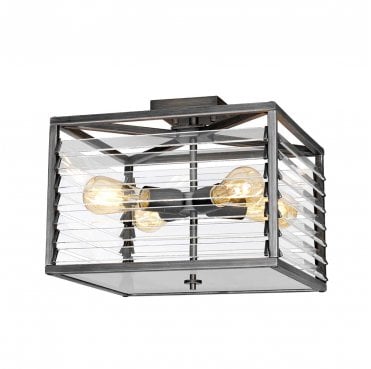 LOUVRE-4F Louvre 4 Light Flush Light in a Painted Gunmetal Finish
