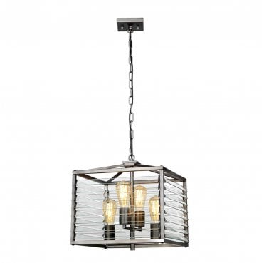 LOUVRE-4P Louvre 4 Light Pendant in a Painted Gunmetal Finish