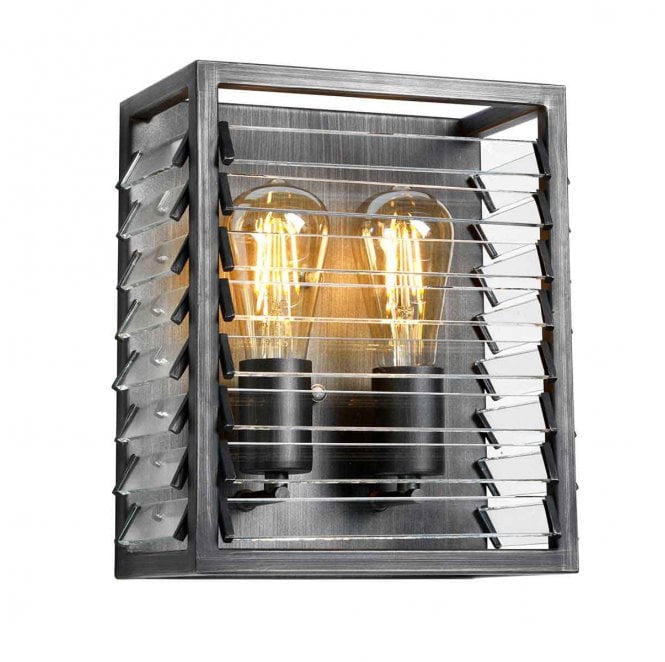 Elstead Lighting LOUVRE2 Louvre 2 Light Pendant in a Painted Gunmetal Finish