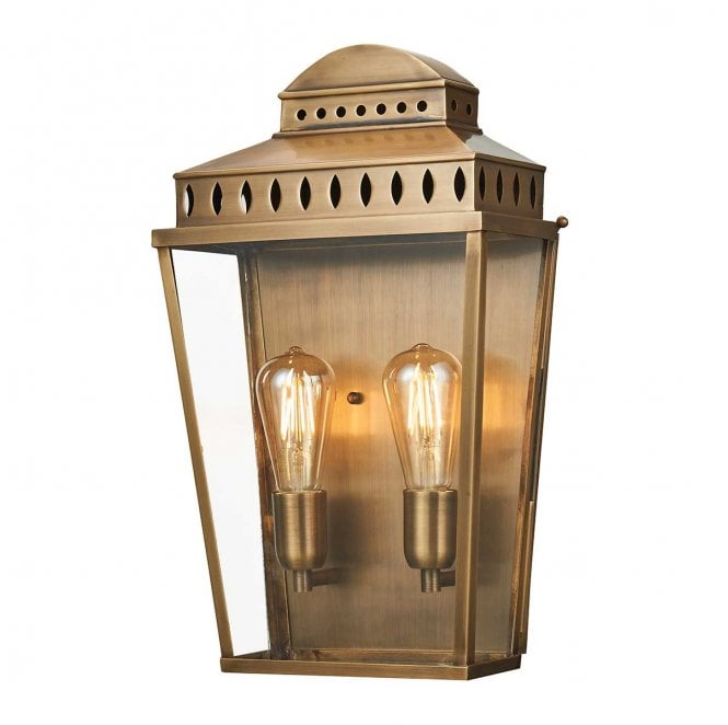 Elstead Lighting MANSION-HOUSE-L-BR Mansion House Outdoor IP44 1 Light Large Wall Lantern in an Aged Brass Finish