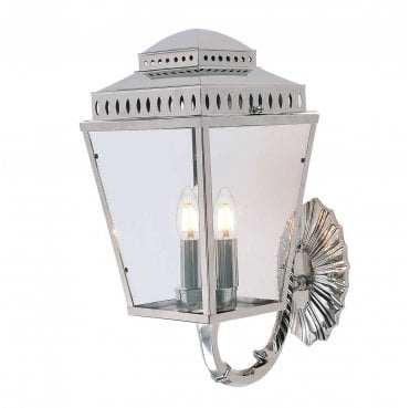 MANSION-HOUSE-WB1-PN Mansion House Outdoor IP44 3 Light Wall Lantern in a Polished Nickel Finish