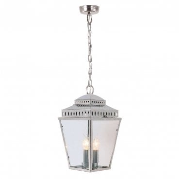 MANSION-HOUSE8-PN Mansion House  Outdoor IP44 3 Light Chain Lantern in a Polished Nickel Finish