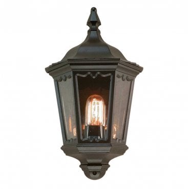 MD7-BLACK Medstead Outdoor IP44 1 Light Half Lantern in a Black Finish