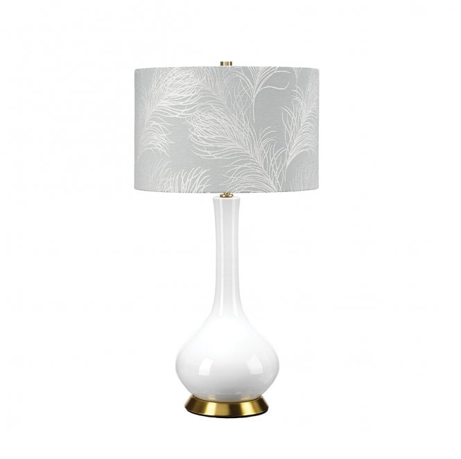 Elstead Lighting MILO-AB-TL-FDEB Milo 1 Light Table Lamp in an Aged Brass, White and Blue Finish