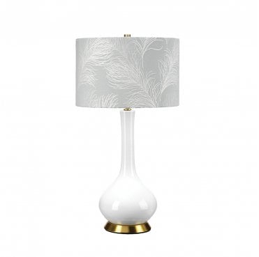 MILO-AB-TL-FDEB Milo 1 Light Table Lamp in an Aged Brass, White and Blue Finish