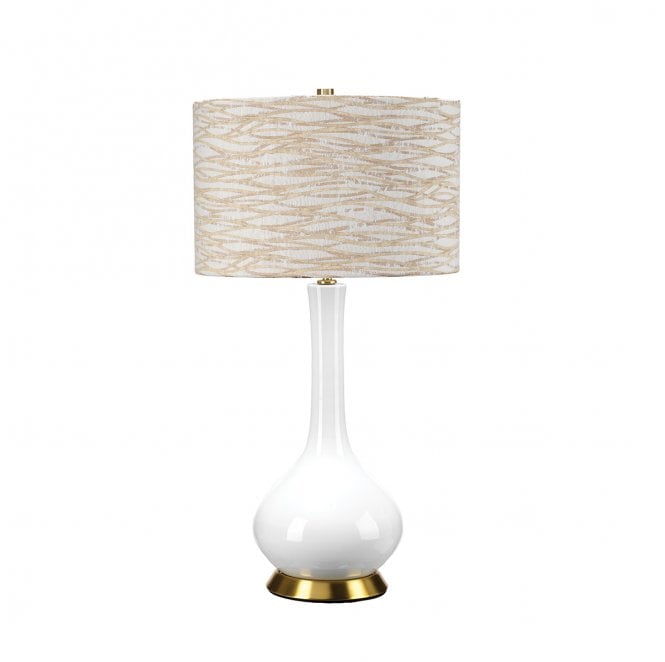Elstead Lighting MILO-AB-TL-LANT Milo 1 Light Table Lamp in an Aged Brass, White and Orange Finish