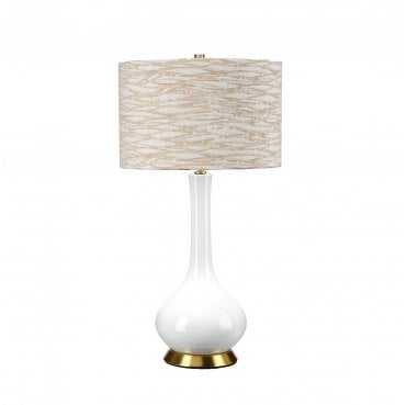 MILO-AB-TL-LANT Milo 1 Light Table Lamp in an Aged Brass, White and Orange Finish