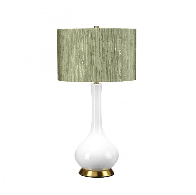 Elstead Lighting MILO-AB-TL-RTH Milo 1 Light Table Lamp in an Aged Brass, White and Green Finish