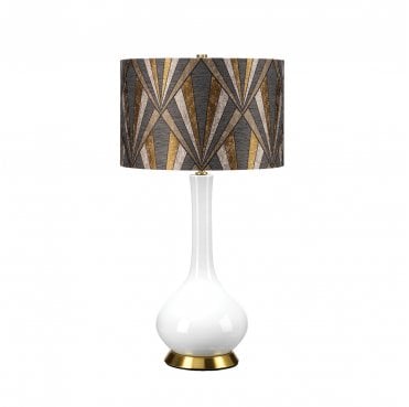MILO-AB-TL-VOGPB Milo 1 Light Table Lamp in an Aged Brass, White, Grey and Brass Finish