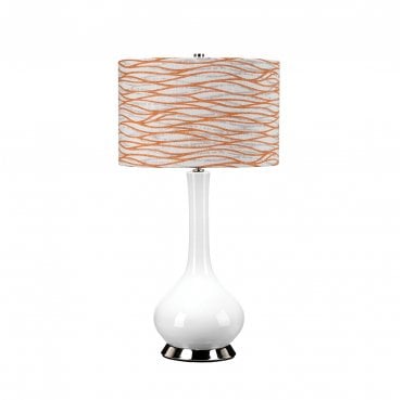 MILO-PN-TL-LORA Milo 1 Light Table Lamp in a Polished Nickel, White and Orange Finish