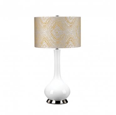 MILO-PN-TL-PSM Milo 1 Light Table Lamp in a Polished Nickel, White and Yellow Finish