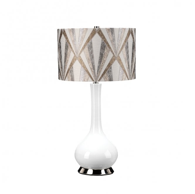 Elstead Lighting MILO-PN-TL-VOGSC Milo 1 Light Table Lamp in a Polished Nickel, White and Silver Finish