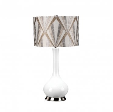 MILO-PN-TL-VOGSC Milo 1 Light Table Lamp in a Polished Nickel, White and Silver Finish