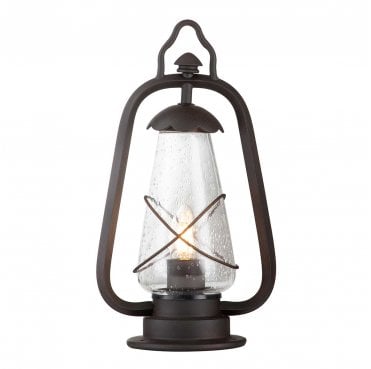 MINERS-PED Miners Outdoor IP44 1 Light Pedestal Lantern in an Old Bronze Finish