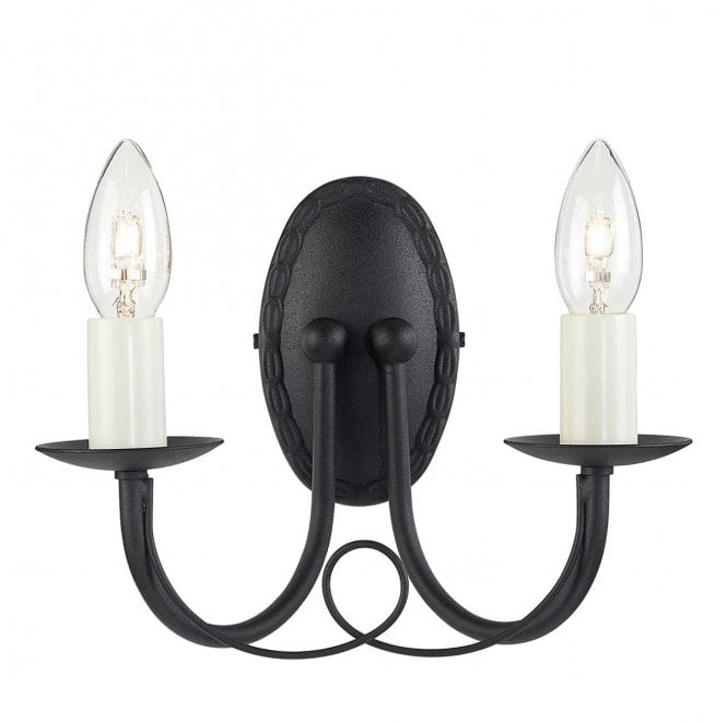 Elstead Lighting MN2-BLACK Minster 2 Light Wall Light in a Black Finish