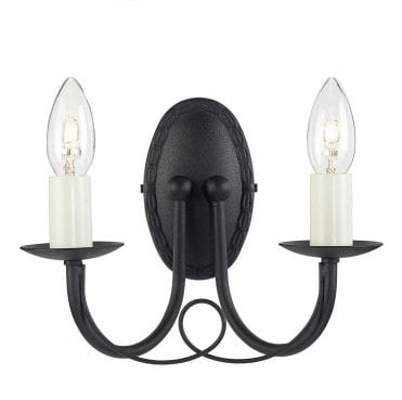MN2-BLACK Minster 2 Light Wall Light in a Black Finish