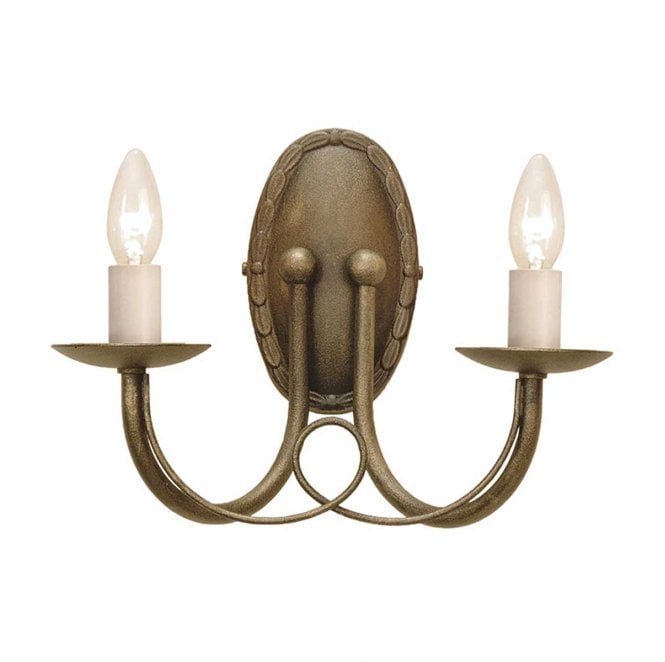 Elstead Lighting MN2-BLK-GOLD Minister 2 Light Wall Light in a Black and Gold Patina Finish