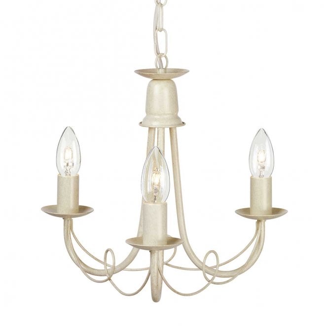 Elstead Lighting MN3-IV-GOLD Minster 3 Light Chandelier in an Ivory and Gold Patina Finish