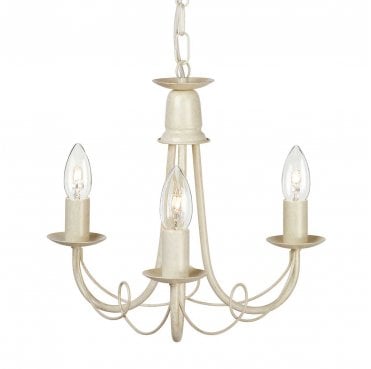 MN3-IV-GOLD Minster 3 Light Chandelier in an Ivory and Gold Patina Finish