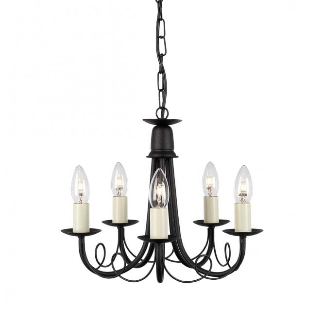 Elstead Lighting MN5-BLACK Minster 5 Light Chandelier in a Black Finish