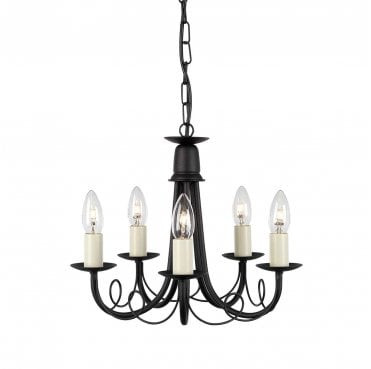 MN5-BLACK Minster 5 Light Chandelier in a Black Finish