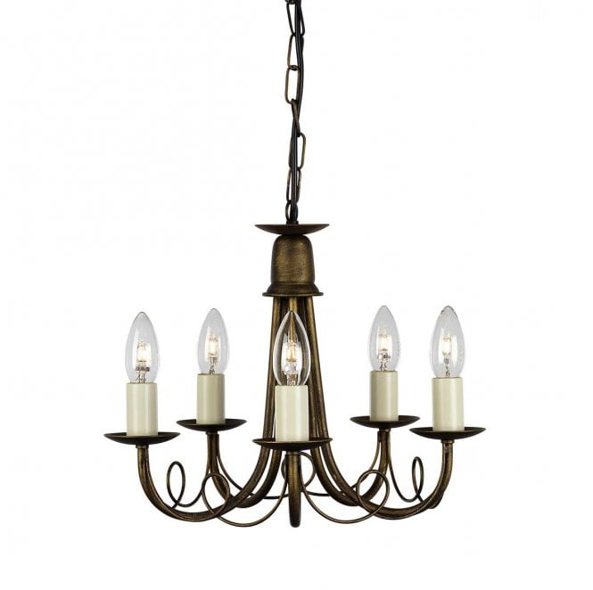 Elstead Lighting MN5-BLK-GOLD Minster 5 Light Chandelier in a Black and Gold Patina Finish