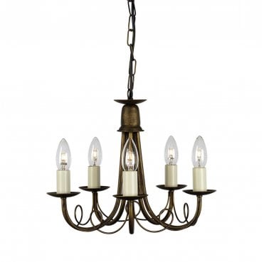 MN5-BLK-GOLD Minster 5 Light Chandelier in a Black and Gold Patina Finish