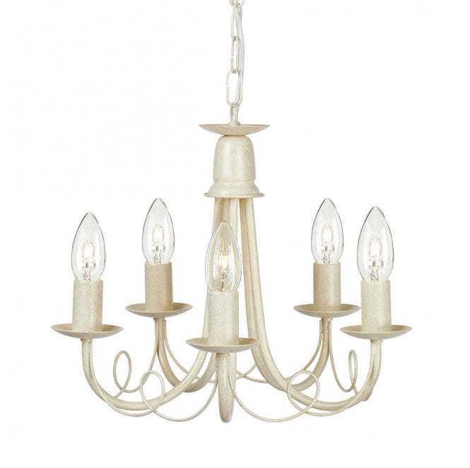 Elstead Lighting MN5-IV-GOLD Minster 5 Light Chandelier in an Ivory and Gold Patina Finish