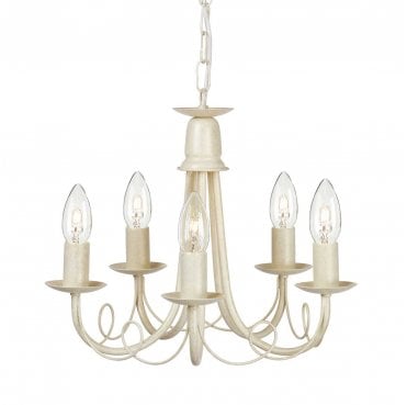 MN5-IV-GOLD Minster 5 Light Chandelier in an Ivory and Gold Patina Finish