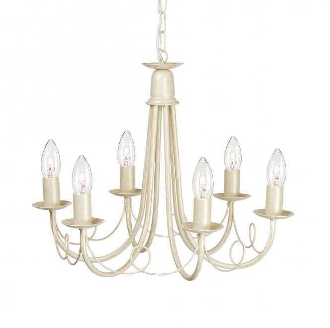 Elstead Lighting MN6-IV-GOLD Minster 6 Light Chandelier in an Ivory and Gold Patina Finish
