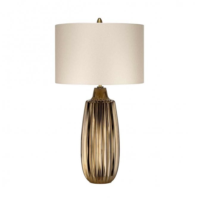 Elstead Lighting NEWHAM-TL-L Newham 1 Light Large Table Lamp in a Bronze Ceramic Finish with a Pearl Shade