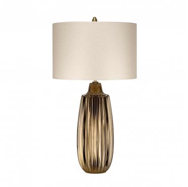 NEWHAM-TL-L Newham 1 Light Large Table Lamp in a Bronze Ceramic Finish with a Pearl Shade