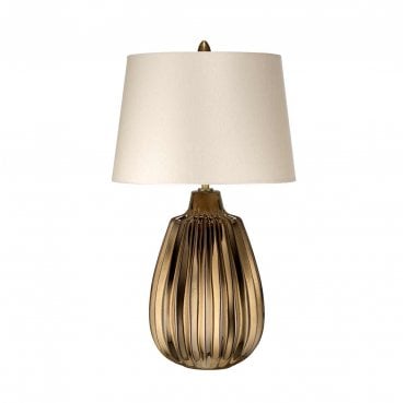 NEWHAM-TL-S Newham 1 Light Small Table Lamp in a Bronze Ceramic Finish with a Pearl Shade