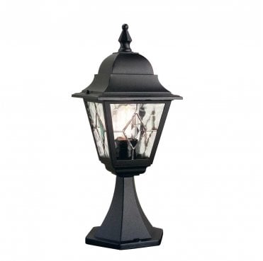 NR3-BLK Norfolk Outdoor IP44 1 Light Pedestal Lantern in a Black Finish