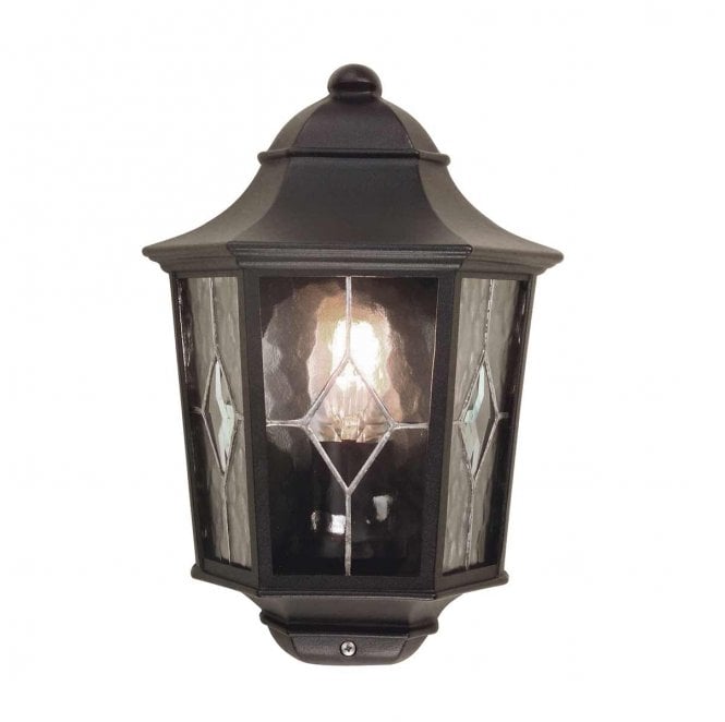 Elstead Lighting NR7-2-BLK Norfolk Outdoor IP44 1 Light Half Lantern in a Black Finish