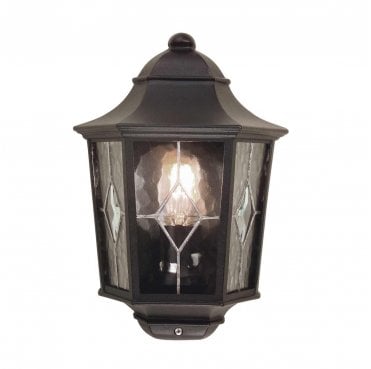NR7-2-BLK Norfolk Outdoor IP44 1 Light Half Lantern in a Black Finish