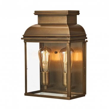 OLD-BAILEY-L-BR Old Bailey Outdoor IP44 2 Light Large Wall Lantern in an Aged Brass Finish