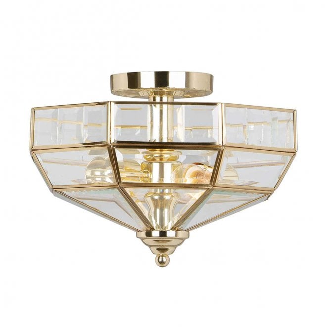 Elstead Lighting OLD-PARK-PB Old Park 2 Light Semi Flush Light in a Polished Brass Finish