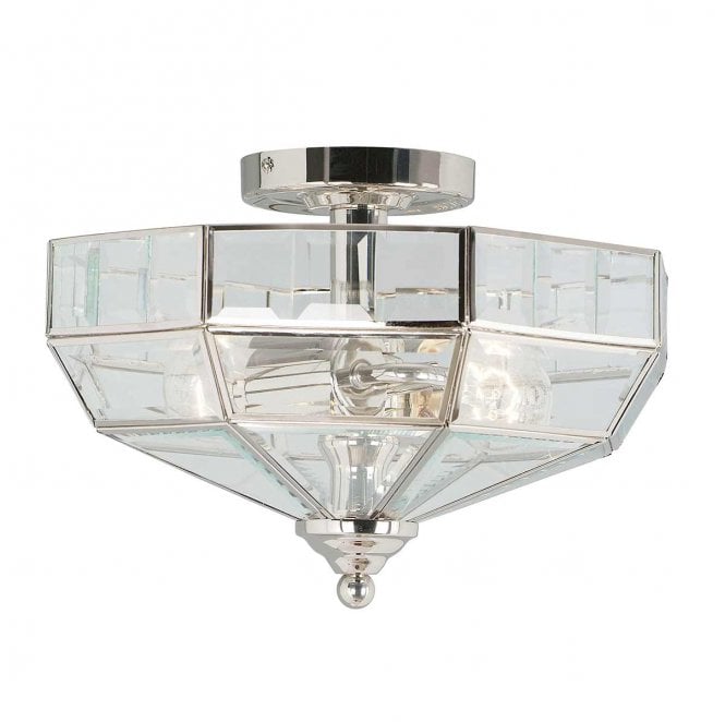 Elstead Lighting OLD-PARK-PN Old Park 2 Light Semi Flush Light in a Polished Nickel Finish