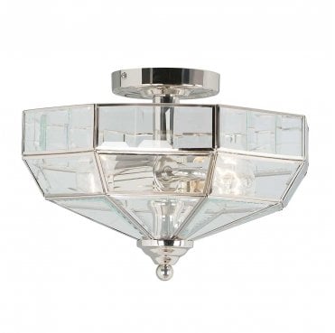 OLD-PARK-PN Old Park 2 Light Semi Flush Light in a Polished Nickel Finish