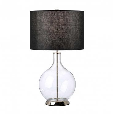 ORB-CLEAR-PN-BLK Orb 1 Light Table Lamp in a Polished Nickel Finish with a Black Shade
