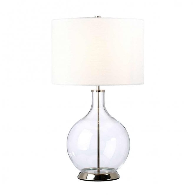Elstead Lighting ORB-CLEAR-PN-WHT Orb 1 Light Table Lamp in a Polished Nickel Finish with a White Shade